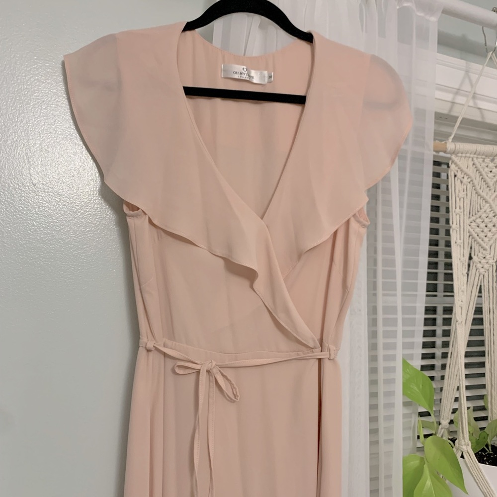 BLUSH RUFFLE MAXI WRAP DRESS - SIZE MEDIUM
